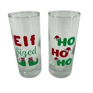 Cristar Lexington Deco Ho Ho Ho & Elf Shot Glasses 2.5 oz Christmas Holiday New